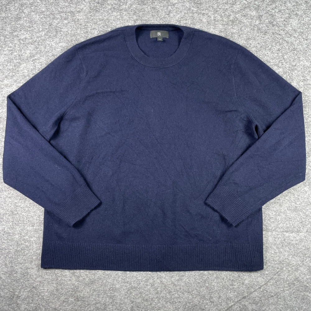 Banana Republic Sweater Mens XXL Navy Blue 100% Cashmere Crewneck Long Sleeve
